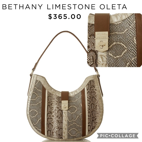 SALE💥💥NEW BRAHMIN BETHANY LIMESTONE OLETA SHOULDER‎ BAG CROC-EMBOSSED SATCHEL - Picture 9 of 9